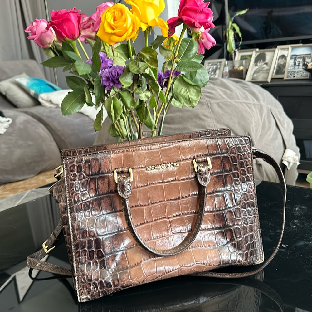 Micheal Kors Selma Croc Satchel Bag
